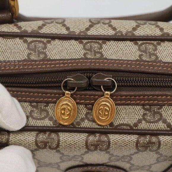 GUCCI GG Supreme Hand Bag PVC Beige Gold 000 58 6090 Auth SW1472 - Picture 11 of 16